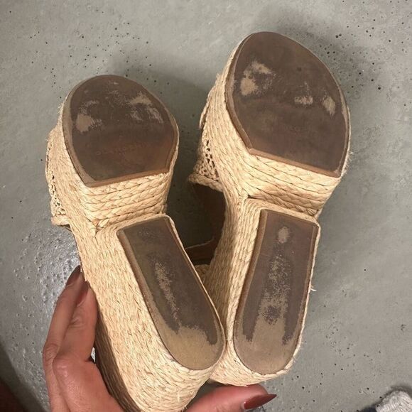 CLERGERIE Artisinal Braided Raffia Platform Wedge Sandals - Picture 9 of 11